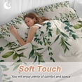 thumbnail image 4 of Pastoral Green Leaf Bedding Duvet Cover Set Queen Size 4 Pieces Watercolor Vintage Linen Texture Bedding Set with Zipper Closure, 1 Comforter Cover 90x92 Inches 1 Flat Sheet & 2 Pillow Cases, 4 of 7