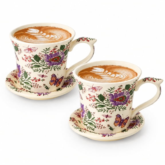 Set of 2 Ceramic Coffee Mugs, Smooth Porcelain Cappuccino Cups for Latte, Espresso, Hot Cocoa & Daily Warm Beverage Serving