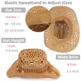 thumbnail image 4 of Sombrero vaquero de paja Melesh, ala ancha, unisex, caqui, M26, 4 of 6