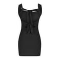 thumbnail image 3 of SMihono Women's Trendy Club Party Dress Solid Color Backless Ruched Bodycon Mini Dress for Women 2024 Sleeveless Crewneck Short Dress Black 6, 3 of 4