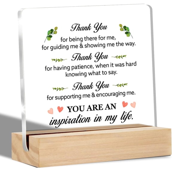 Thank You Gifts for Teacher Mentor Boss Coach Leader Clear Desk Decorative Sign Grateful Appreciation Gift Acrylic Sign with Stand Table Plaque Sign Keepsake Home Office Decor