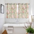 thumbnail image 3 of Pink Flowers Kitchen Curtains Short 45 Inch Length, Green Country Botanical Floral Leaves Grommet Top Bedroom Living Room Curtains, Light Filtering Cafe Curtain Drapes 2 Panels Set 84''x45'', 3 of 9