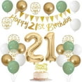 thumbnail image 5 of 21st Birthday Decorations, Sage Green Gold 21st Birthday Decorations For Her, Including Happy Birthday Banner, Cake Topper, Balloons Set For Birthday Party Supplies, 5 of 6