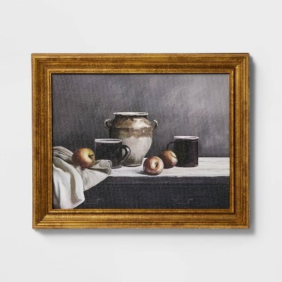 12" x 10" Moody Still Life Framed Wall Art Canvas