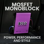 BOSS Audio Systems R1100M-P Monoblock Car Amplifier - 1100 High Output, 2-8 Ohm Stable, Low/High Level Inputs, Low Pass Crossover, MOSFET Power Supply