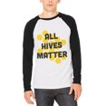 thumbnail image 1 of Honey Bee All Hives Matter Honeycomb Mens Long Sleeve Raglan T Shirt White-Black MD, 1 of 1