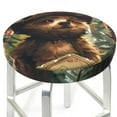 thumbnail image 3 of KLL Jungle Hat Bear Round Bar Chair Cushion Cover 14 inch ,Bar Stool Protector with Elastic, Soft Washable, 3 of 6