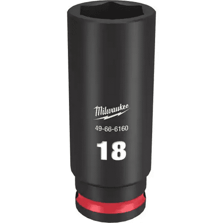 

Milwaukee SHOCKWAVE 3/8 in. Drive 18mm Deep 6 Point Impact Socket (1-Pack)