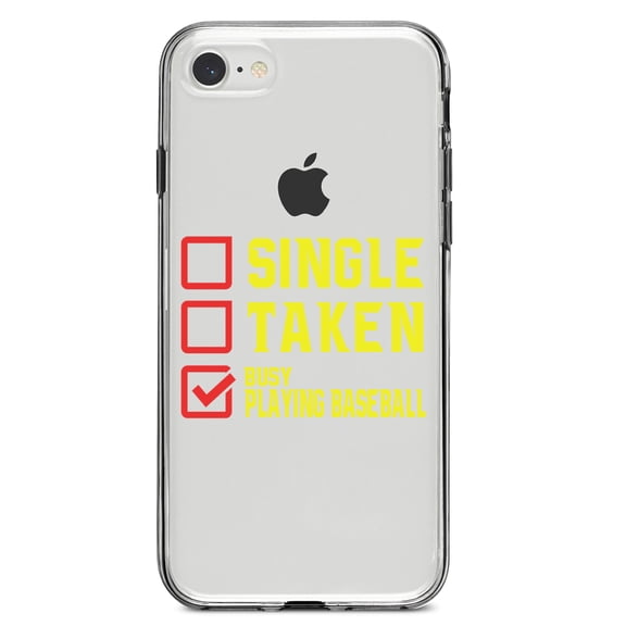 DistinctInk Clear Shockproof Hybrid Case for iPhone 7 8 SE (2020 Model) 4.7" Screen TPU Bumper Acrylic Back Tempered Glass Screen Protector - Single Taken Busy Playing Baseball