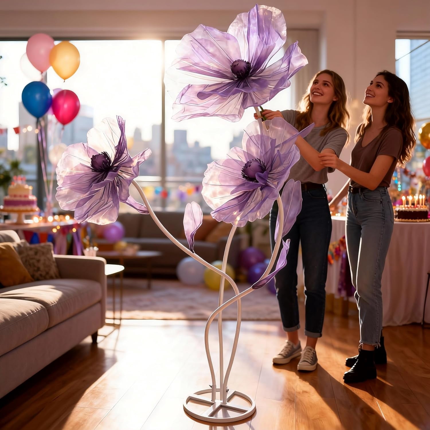Giant Flowers for Decoration,3-Head Fake Flowers Artificial Silk Flower，Wedding Reception Essential Decoration,Party Banquet Background Decor,Home Decor