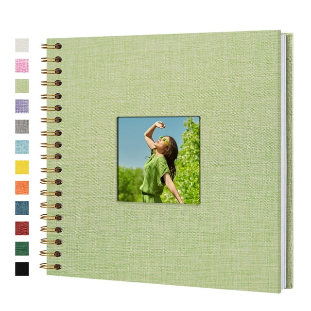 Álbum de fotos Yopih para álbum de recortes, 25 x 25 cm, funda de lino