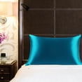 thumbnail image 2 of PiccoCasa 19 Momme Silk Pillowcase for Standard Size Pillow, Peacock Blue, 20"x26", 2 of 8