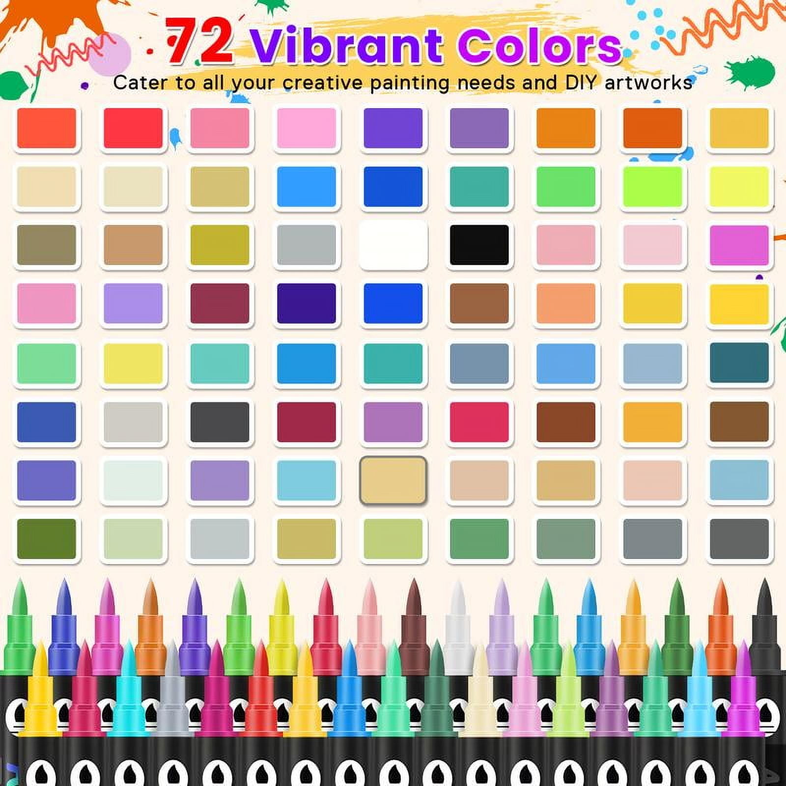 24/48/72 Dual Tip Acrylic Paint Markers Pens Set,Double Ended Drawing Art Pens For Rock,Ceramic,Wood,Canvas,Plastic,Glass,Stone,DIY Crafts Gift.Easter gifts, egg decorations