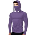 thumbnail image 3 of Aboser Muscle Sun Shirts for Men Long Sleeve Raglans Hoodies Active Outdoor Hiking Golf Shirt SPF UV Protection Hoodie Plus Size Athletic Workout Tops Purple L, 3 of 9