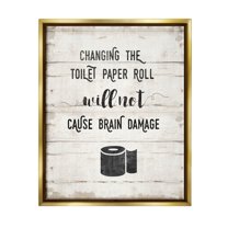 Stupell Industries Changing Toilet Paper Funny Graphic Art Metallic Gold Floating Framed Canvas Print Wall Art, Design by Amanda Murray