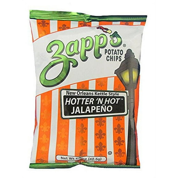 Zapp's New Orleans Kettle-Style Potato Chips, Hotter n Hot Jalapeno | Pack of 30