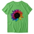 thumbnail image 5 of Fiudx Ofertas Relámpago Mujer Casual Verano Impresión Manga Corta Cuello Redondo Suelta Camiseta Blusa Tops, 5 of 5