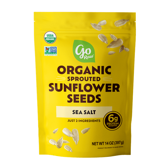Pack of 6, Go Raw Organic Sprouted Sunflower Seeds, Sea Salt, 14 oz