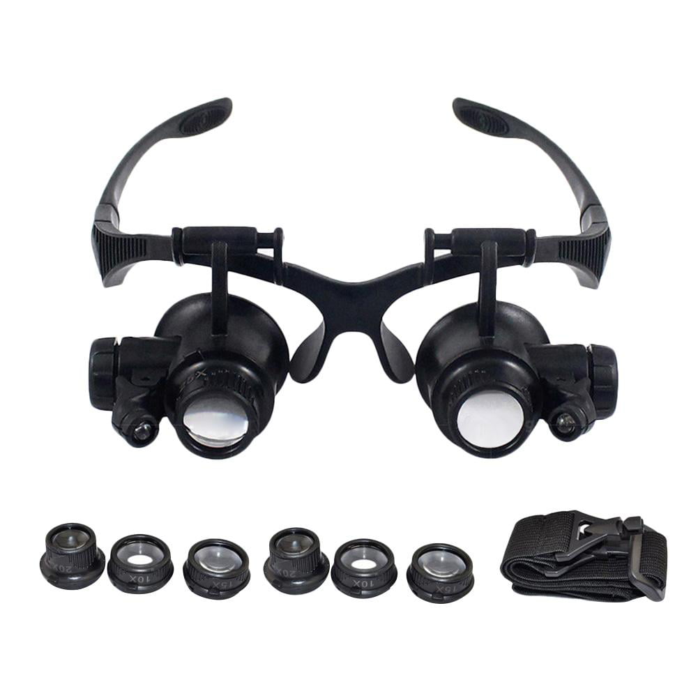 Headband Magnifying Glasses Lens w/ LED Light Watchmaker Jewelry Repair Kits 