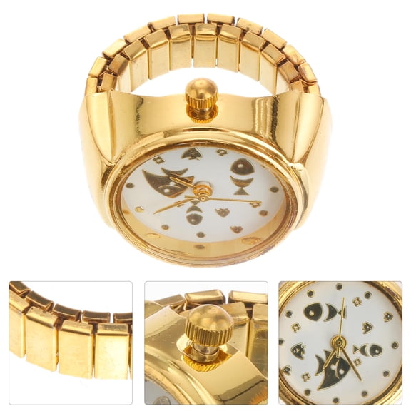 LOLIPPYY Golden Finger Watch with Cute Kitten Design, Stylish and Unique Accessory for Everyday Wear