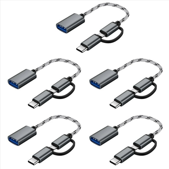 5X Cable USB OTG 2 en 1 Tipo C / Micro-USB una USB 3.0 Adaptador Cable de Transferencia de Datos de Diseño para Teléfono Andriod (Gris)