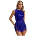 thumbnail image 3 of SiiRoh Womens Glittery Sequins Tassel Dance Dress for Latin Jazz Leotard Lyrical Dancewear Royal Blue L, 3 of 7