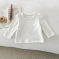 thumbnail image 2 of Odeerbi 6M-3Y Infant Girls Cotton Undershirt Rib Knit Base Layer Spring Fall Long Sleeve Undershirts Solid Color Shirt White, 2 of 5