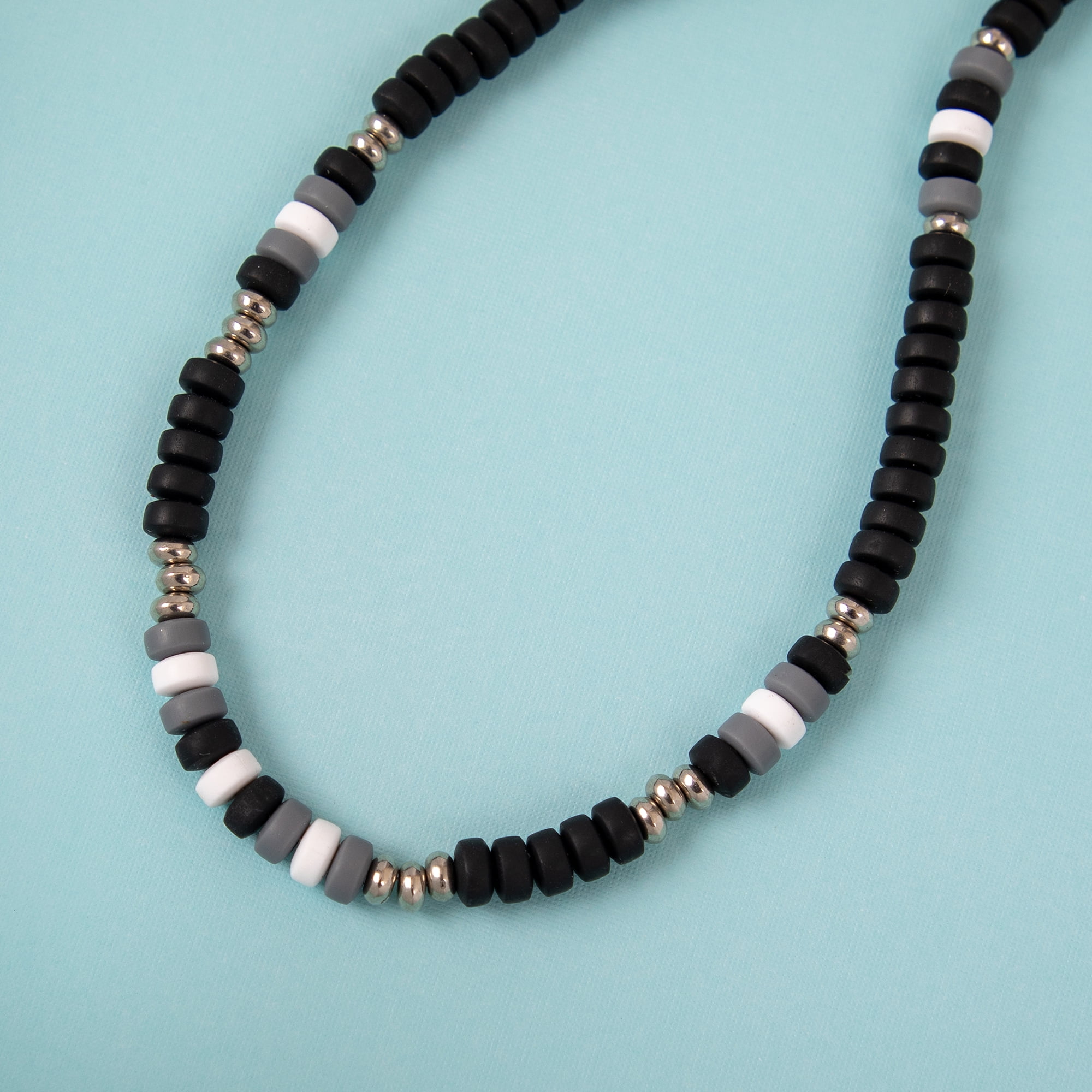 CousinDIY Heishi Bead Waterfall Pack - Black, White & Gray Disc Beads for Crafts