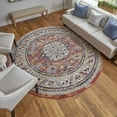 thumbnail image 2 of Feizy Bellini Transitional Medallion, Red/Orange/Ivory, 7'10" x 7'10" Round Rug Easy Care Stain Resistant Fade Resistant Casual Distressed Floor Rug for Living room Bedroom, 2 of 9