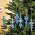 thumbnail image 5 of Mini Christmas Ornaments, 6.9 Inch Small Blue Glitter Christmas Tree Decor, Assorted Tiny Celestial Shatterproof Plastic Decor Hanging Ball Bulk Set for Xmas Home Table Decor 4 Pcs, 5 of 6