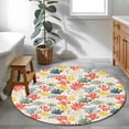 thumbnail image 4 of Summer Ocean Round Living Room Rugs 3.3 ft, Watercolor Red Yellow Coral Washable Area Rug with Non-Slip Sturdy Edge Binding Round Front Door Mat Floor Carpet for Entryway, 4 of 9