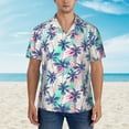 thumbnail image 4 of Balery Palm Leaves Print Men's Hawaiian Shirts Short Sleeve Beach Shirt Relaxed Fit Vacation Button Down Shirts-, 4 of 9