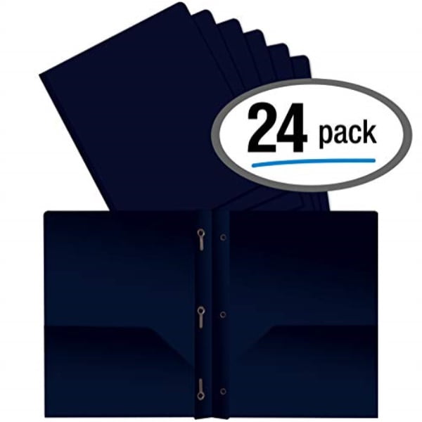 better office products blue plastic 2 pocket folders with prongs, heavyweight, letter size poly