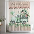 thumbnail image 5 of Green Truck Flowers Shower Curtain, 72" x 72", Spring Green Leaf Linen Texture Wood Grain Waterproof Bathroom Curtain Washable Shower Curtain Set with 12 Hooks, 5 of 9