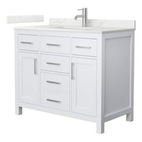 Beckett 42" White Single Vanity & Giotto Quartz Top (1-Hole) & Nickel Trim