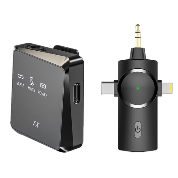 Wireless Lavalier Microphone for iPhone iPad Android PC Camera,26H Battery Life,3-in-1 Podcast Microphone Live Equipment,Mini Lapel Mic for Video Recording (1 PC Mic)