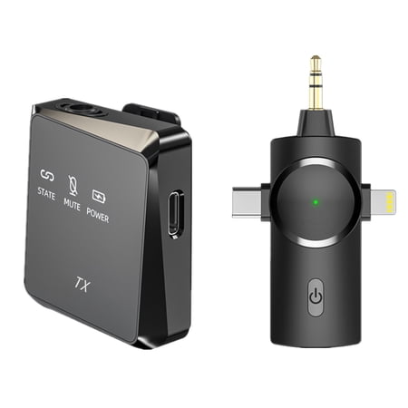 Wireless Lavalier Microphone for iPhone iPad Android PC Camera,26H Battery Life,3-in-1 Podcast Microphone Live Equipment,Mini Lapel Mic for Video Recording (1 PC Mic)