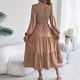 thumbnail image 4 of huilin Robe Maxi à Manches Longues pour Femme, Couleur Unie, Col Ras du Cou, Décontractée, Ample, Longue, pour Usage Quotidien, 4 of 8