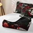 thumbnail image 4 of Homewish Gothic Rose Skull Quilt King for Boys Girls, Spooky Spiderweb Butterfly Scorpion King Coverlet Set, 3 Pieces, 4 of 7