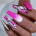thumbnail image 5 of Fofosbeauty 24pcs Press on False Nails, Coffin Fake Acrylic Nails, Purple Marble, 5 of 9