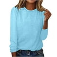 thumbnail image 2 of Workout Tops for Women Viikei Sweatshirts for Women Plus Size,Womens Tops Long Sleeve,Women's Summer Casual Long Sleeve Blouse Round Neck Tops T-Shirt Light Blue XL, 2 of 4