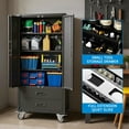 thumbnail image 4 of Garvee 71.7" Metal Storage Cabinet with 2 Drawers and Lockable Wheels for Garage, Workshop, Office, Black, 4 of 9