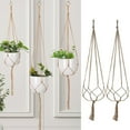 thumbnail image 1 of Neinkie 2Pcs Macrame Plant Hangers Simple Design Indoor Hanging Planter Decorative Flower Pot Holder Cotton Rope for Indoor Outdoor Home Decor, More Stable, 1 of 7