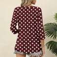 thumbnail image 4 of Staron Women's Polka Dot V-Neck 3/4 Sleeve T-Shirt Casual Fashion Printed Top Basic Comfy Relaxed Tee, Wine M, 4 of 6