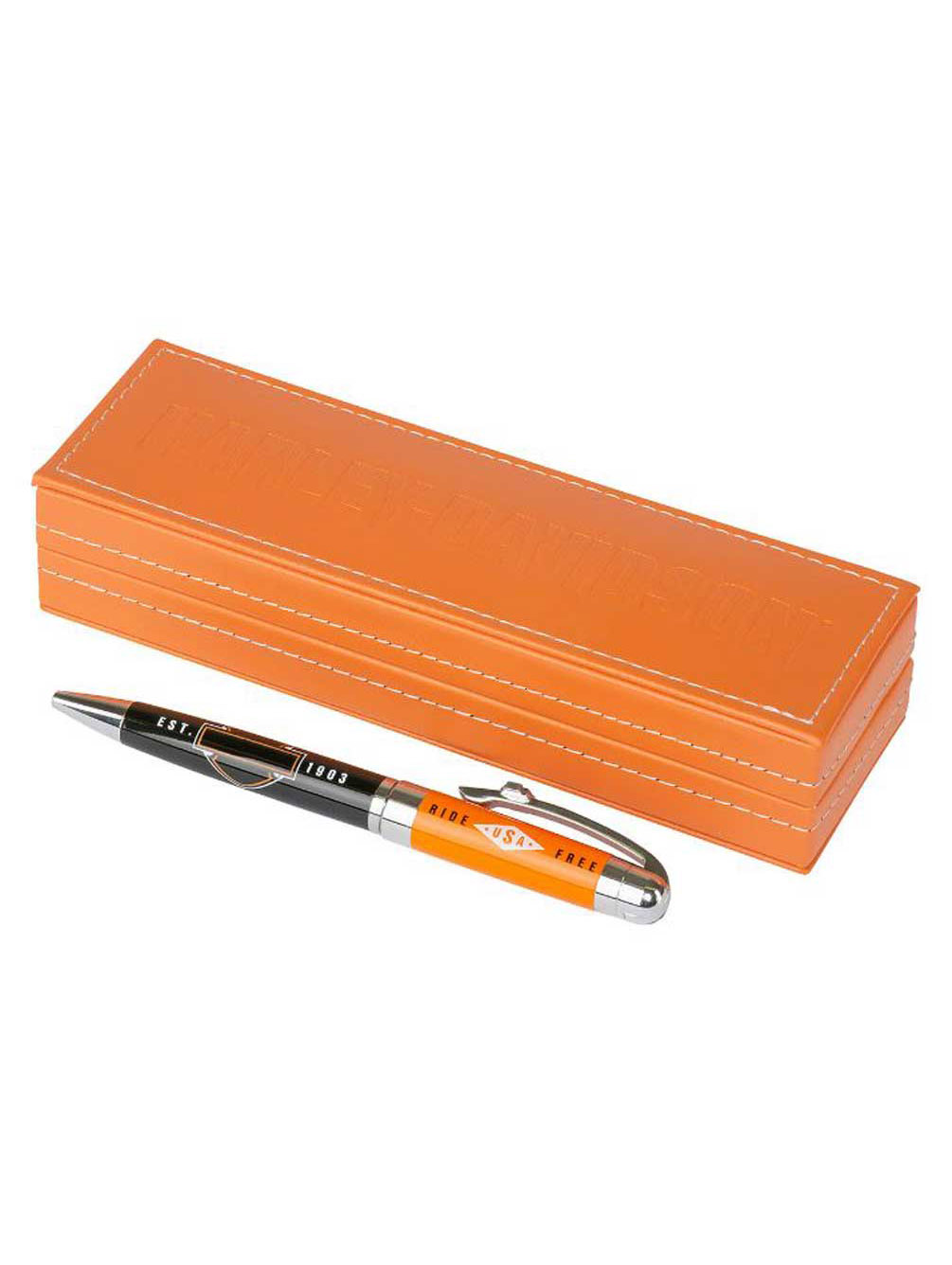 Harley-Davidson Ride Free Black Ink Pen w/ Orange Gift Box - Orange HDL-20115, Harley Davidson