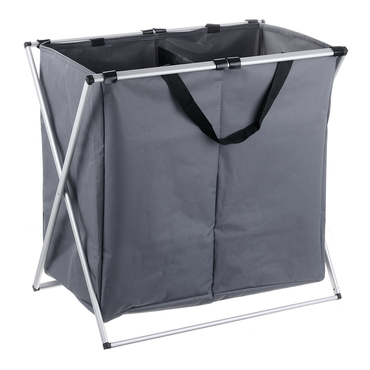 2 Section Foldable Storage Laundry Hamper Clothes Basket Cotton Laundry Bag 