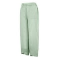 thumbnail image 2 of Amtdh Women's Solid Color Cotton Linen Pants Lounge Trousers Lightweight Pants Lady Beach Work Casual Going out Pants Comfy Jogging Flowy Long Palazzo Pants Mint Green XL, 2 of 7