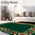 thumbnail image 2 of ODIKA 3'x5' Machine Washable Non-Slip Area Rug, Holly Berry Vintage Christmas Botanical High Traffic Rug, Green, 627588, 2 of 7