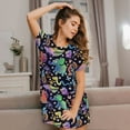 thumbnail image 3 of Kdxio Colorful Animals Pattern Womens Short Sleeve Sleepshirt Scoopneck Cute Nightdress Ruffle Comfy Nightgown, 3 of 6