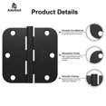 thumbnail image 4 of Bisagras de puerta AmzGod, color negro mate, 12 unidades, 8,9 cm, para puerta interior, 4 of 6